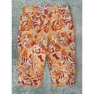 Chico’s Size 14 So Slimming Brigitte Leaves Print Shorts Orange Red
